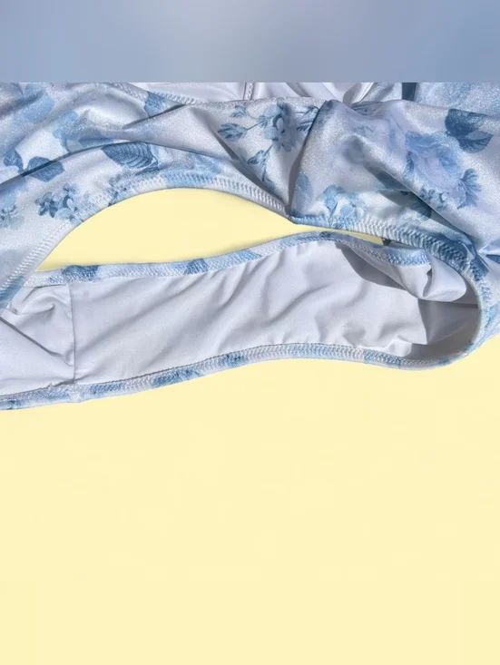 Victoria's Secret Blue Floral Print High Waisted One Piece Swimsuit - Picture 5 of 7